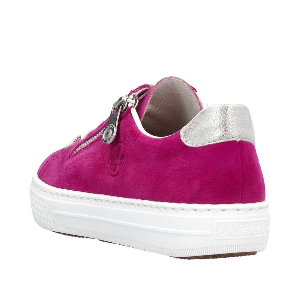 Rieker Women's shoes | Style L59L1 Athletic Lace-up with zip - Pink | Free Delivery