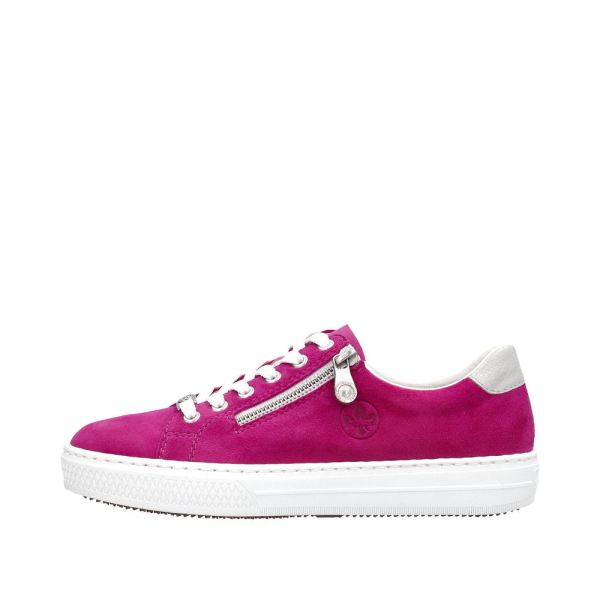 Rieker Women's shoes | Style L59L1 Athletic Lace-up with zip - Pink | Free Delivery