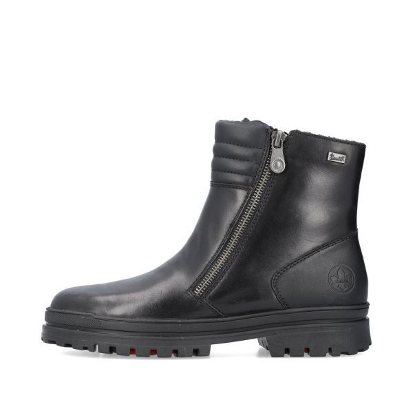 Rieker Leather Women's short boots | Z5452 Ankle Boots. Flip Grip - Black | Free Delivery