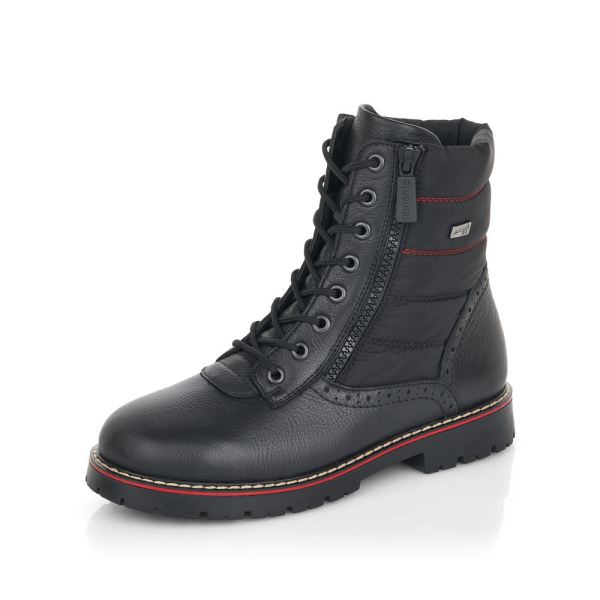Remonte Leather Women's mid height boots| D9374 Ankle BootsFlip Grip - Black | Free Delivery