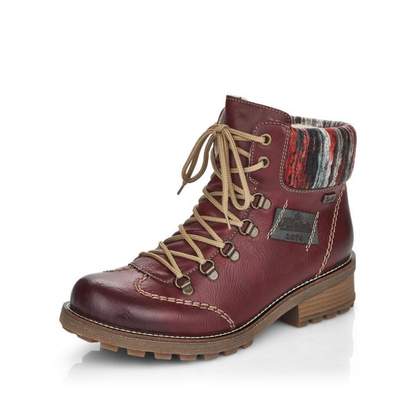 Rieker Synthetic leather Women's Short Boots| Z0444 Ankle Boots - Red Combination | Free Delivery