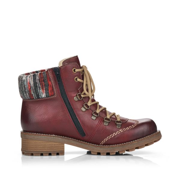 Rieker Synthetic leather Women's Short Boots| Z0444 Ankle Boots - Red Combination | Free Delivery