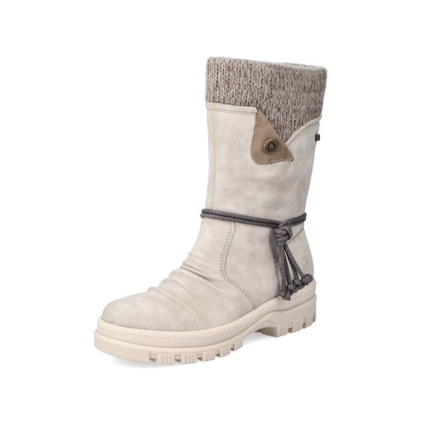 Rieker Synthetic leather Women's mid height boots | X8283-60 Mid-height Boots Flip Grip - Beige | Free Delivery