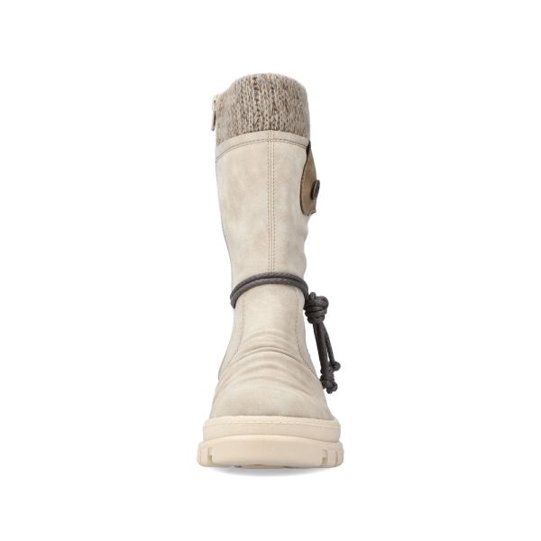 Rieker Synthetic leather Women's mid height boots | X8283-60 Mid-height Boots Flip Grip - Beige | Free Delivery