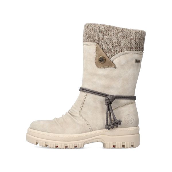 Rieker Synthetic leather Women's mid height boots | X8283-60 Mid-height Boots Flip Grip - Beige | Free Delivery