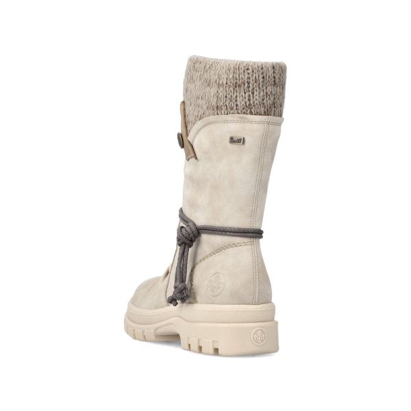 Rieker Synthetic leather Women's mid height boots | X8283-60 Mid-height Boots Flip Grip - Beige | Free Delivery