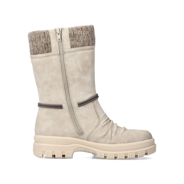 Rieker Synthetic leather Women's mid height boots | X8283-60 Mid-height Boots Flip Grip - Beige | Free Delivery