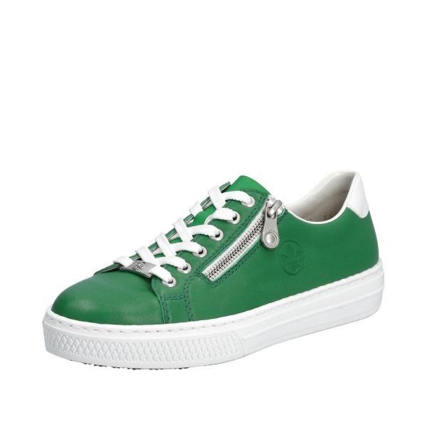 Rieker Women's shoes | Style L59L1 Athletic Lace-up with zip - Green | Free Delivery