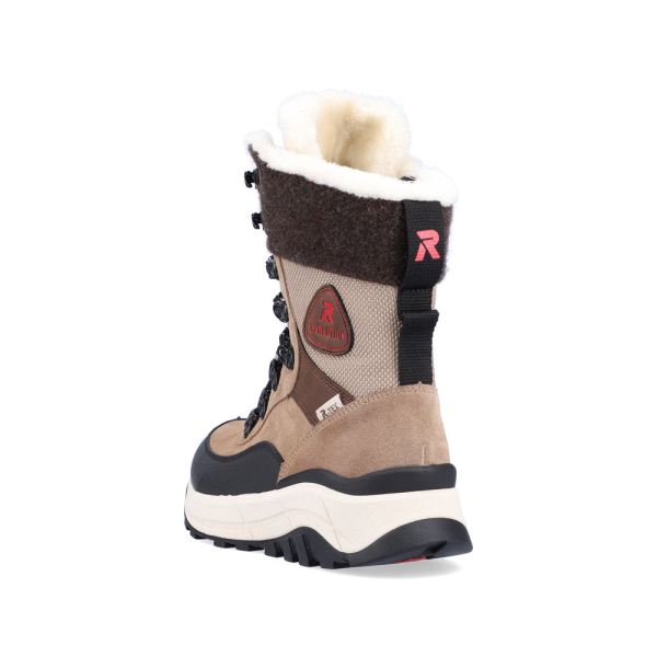 Rieker EVOLUTION Suede Leather Women's Mid Height Boots | W0066 Mid-height Boots - Fiber Grip - Beige Combination | Free Delivery