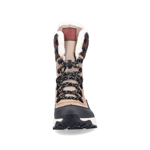 Rieker EVOLUTION Suede Leather Women's Mid Height Boots | W0066 Mid-height Boots - Fiber Grip - Beige Combination | Free Delivery