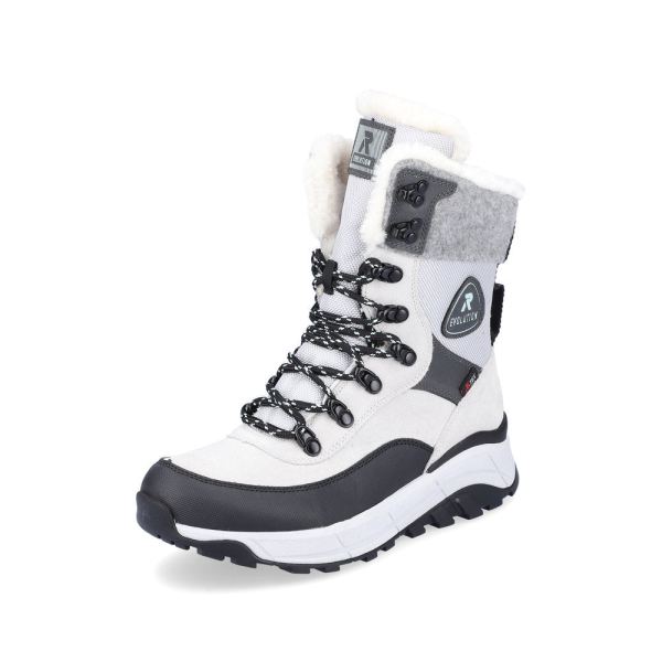 Rieker EVOLUTION Suede Leather Women's Mid Height Boots | W0066 Mid-height Boots - Fiber Grip - White Combination | Free Delivery
