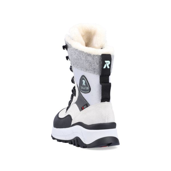 Rieker EVOLUTION Suede Leather Women's Mid Height Boots | W0066 Mid-height Boots - Fiber Grip - White Combination | Free Delivery