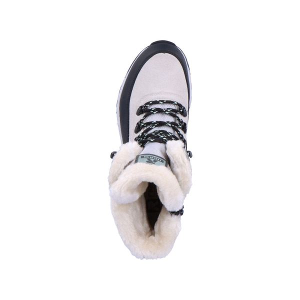Rieker EVOLUTION Suede Leather Women's Mid Height Boots | W0066 Mid-height Boots - Fiber Grip - White Combination | Free Delivery