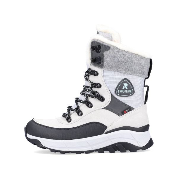 Rieker EVOLUTION Suede Leather Women's Mid Height Boots | W0066 Mid-height Boots - Fiber Grip - White Combination | Free Delivery