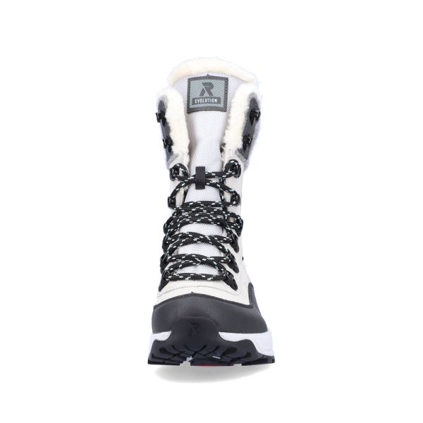 Rieker EVOLUTION Suede Leather Women's Mid Height Boots | W0066 Mid-height Boots - Fiber Grip - White Combination | Free Delivery