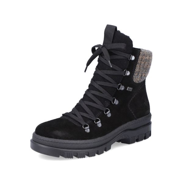 Rieker Suede leather Women's Mid height boots | X8200 Mid-height Boots Flip Grip - Black | Free Delivery