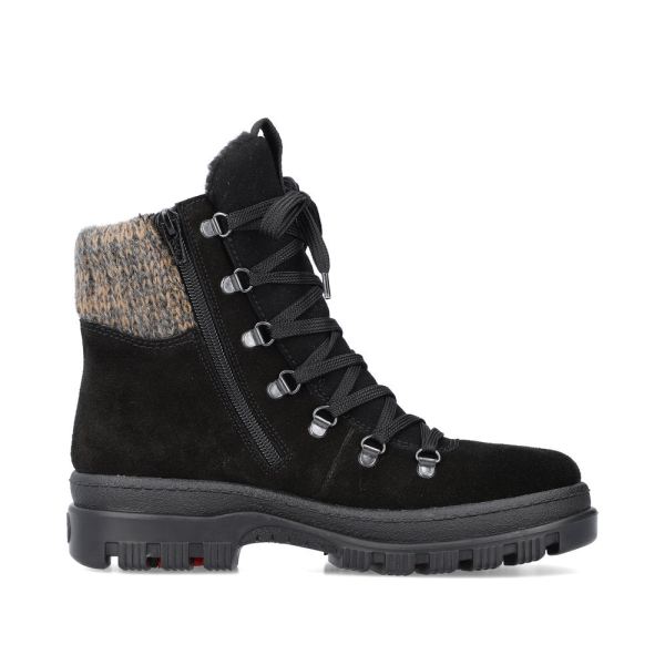 Rieker Suede leather Women's Mid height boots | X8200 Mid-height Boots Flip Grip - Black | Free Delivery
