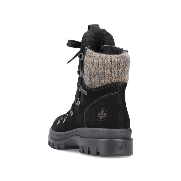 Rieker Suede leather Women's Mid height boots | X8200 Mid-height Boots Flip Grip - Black | Free Delivery