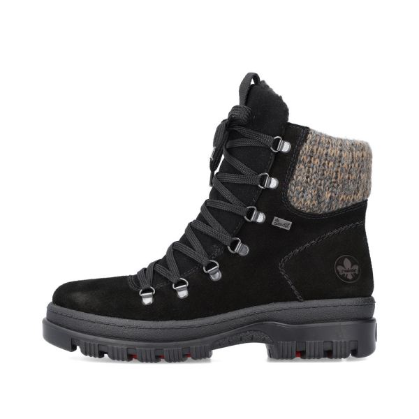 Rieker Suede leather Women's Mid height boots | X8200 Mid-height Boots Flip Grip - Black | Free Delivery