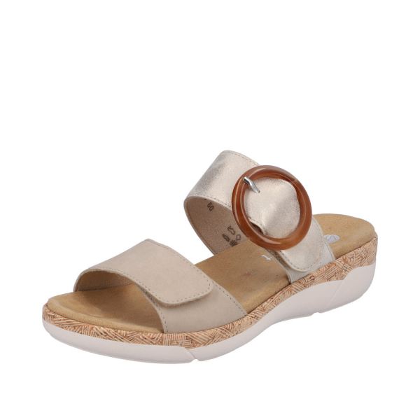 Remonte Women's sandals | Style R6858 Casual Mule - Beige Combination | Free Delivery