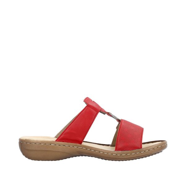 Rieker Women's sandals | Style 60885 Casual Mule - Red | Free Delivery