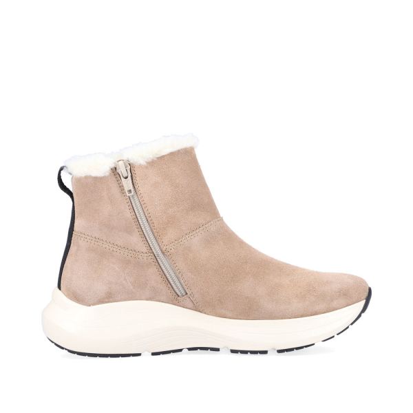 Rieker EVOLUTION Suede leather Women's Short Boots| 42170 Ankle Boots - Beige | Free Delivery