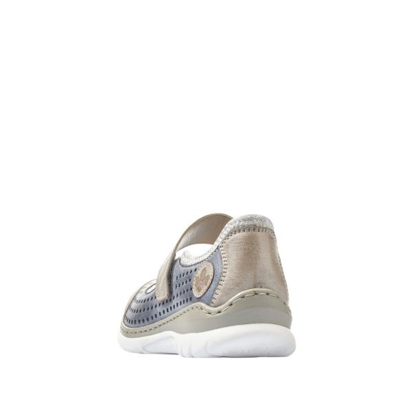 Rieker Women's shoes | Style L32B5 Casual Ballerina with Strap - Blue Combination | Free Delivery