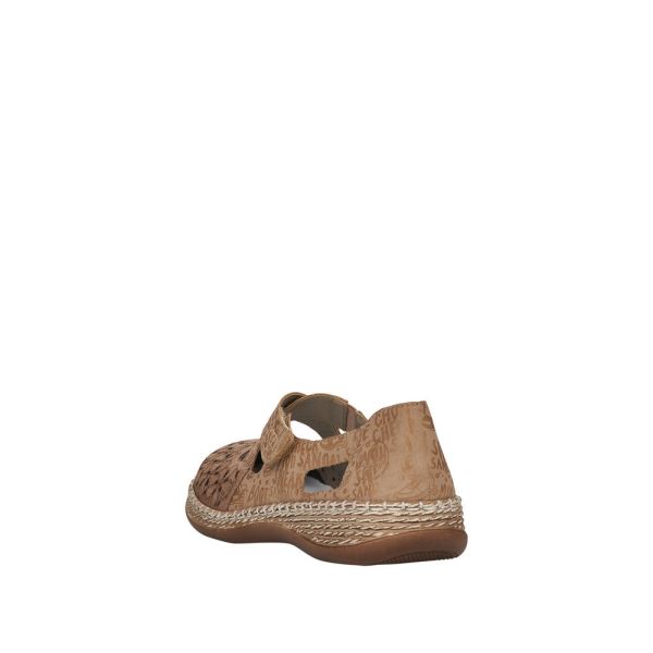 Rieker Women's shoes | Style 464H4 Casual Ballerina with Strap - Beige | Free Delivery