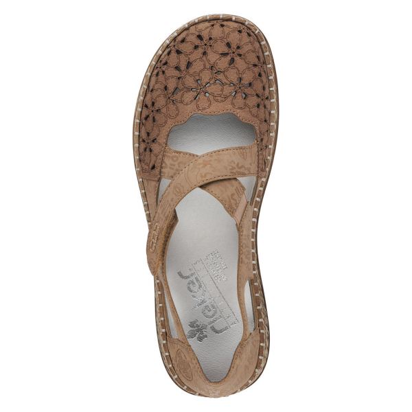 Rieker Women's shoes | Style 464H4 Casual Ballerina with Strap - Beige | Free Delivery