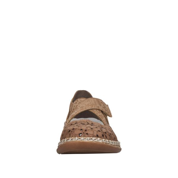 Rieker Women's shoes | Style 464H4 Casual Ballerina with Strap - Beige | Free Delivery