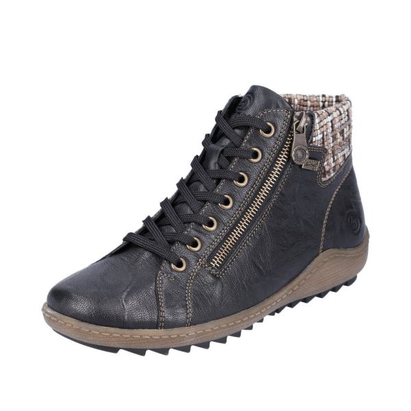 Remonte Leather Women's short boots| R1485 Ankle Boots - Black Combination | Free Delivery