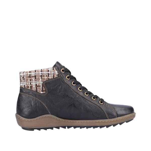 Remonte Leather Women's short boots| R1485 Ankle Boots - Black Combination | Free Delivery