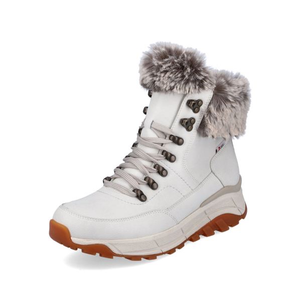 Rieker EVOLUTION Leather Women's Mid Height Boots| W0063-00 Mid-height Boots - White | Free Delivery