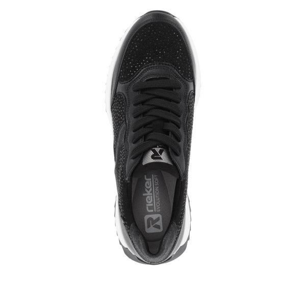 Rieker EVOLUTION Women's shoes | Style W1304 Athletic Lace-up - Black | Free Delivery