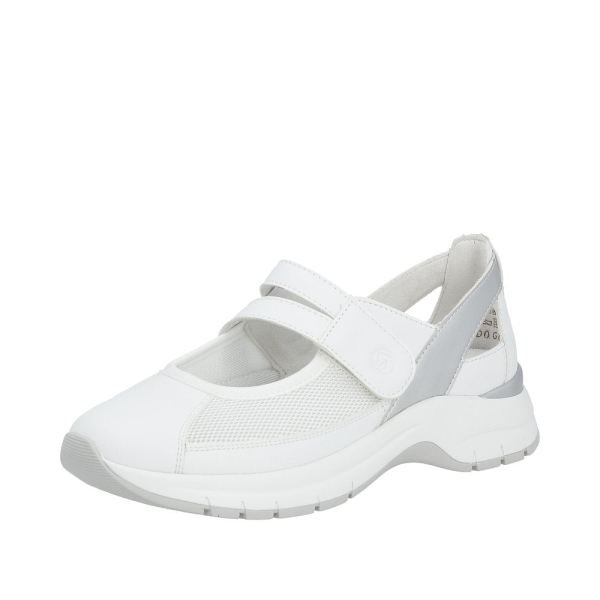 Remonte Women's shoes | Style D0G08 Casual Ballerina with Strap - White Combination | Free Delivery