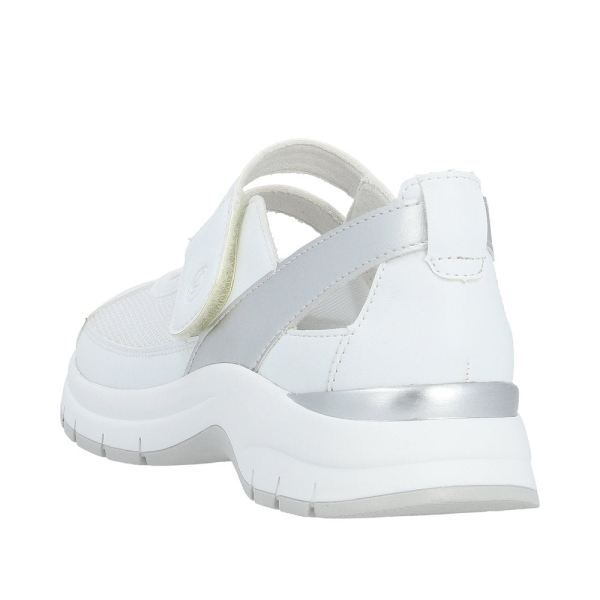 Remonte Women's shoes | Style D0G08 Casual Ballerina with Strap - White Combination | Free Delivery