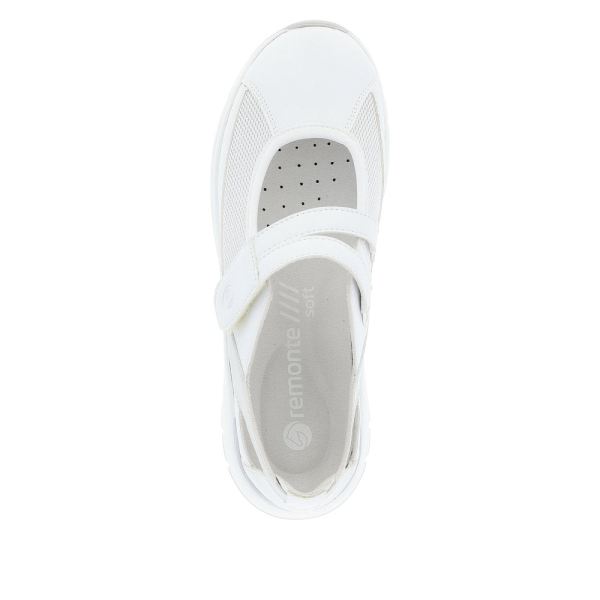 Remonte Women's shoes | Style D0G08 Casual Ballerina with Strap - White Combination | Free Delivery