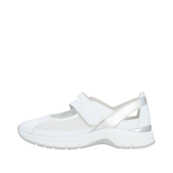 Remonte Women's shoes | Style D0G08 Casual Ballerina with Strap - White Combination | Free Delivery