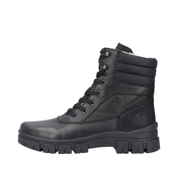Rieker Leather Women's short boots. Z1042 Ankle Boots. Fiber Grip - Black | Free Delivery