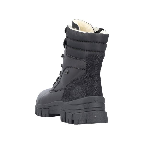 Rieker Leather Women's short boots. Z1042 Ankle Boots. Fiber Grip - Black | Free Delivery