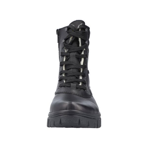 Rieker Leather Women's short boots. Z1042 Ankle Boots. Fiber Grip - Black | Free Delivery