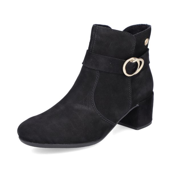 Rieker suede leather Women's short boots| 70289 Ankle Boots - Black | Free Delivery