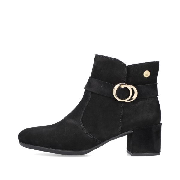 Rieker suede leather Women's short boots| 70289 Ankle Boots - Black | Free Delivery
