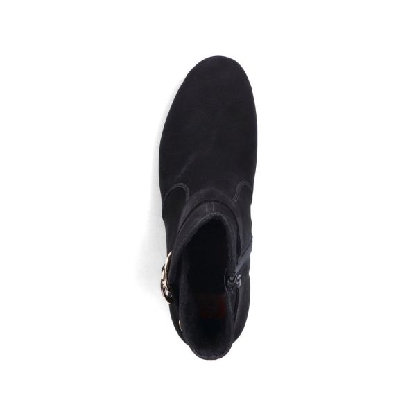 Rieker suede leather Women's short boots| 70289 Ankle Boots - Black | Free Delivery