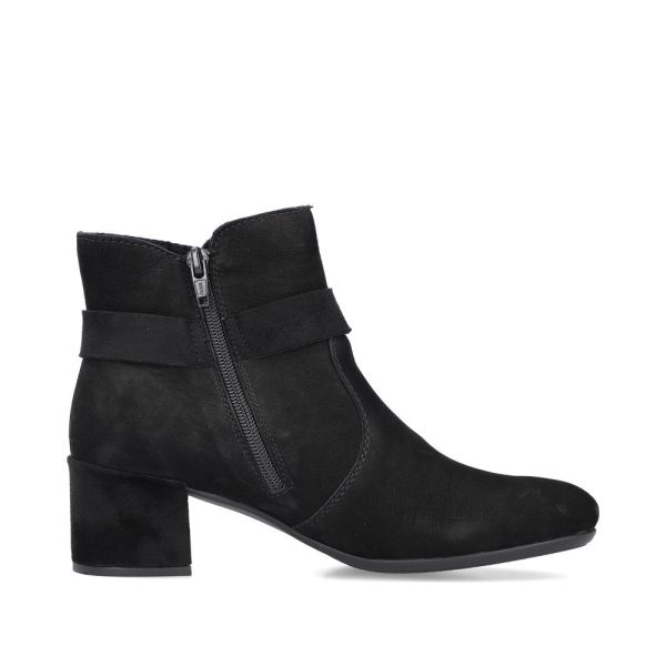 Rieker suede leather Women's short boots| 70289 Ankle Boots - Black | Free Delivery