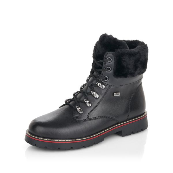 Remonte Leather Women's mid height boots| D9372 Ankle BootsFlip Grip - Black | Free Delivery