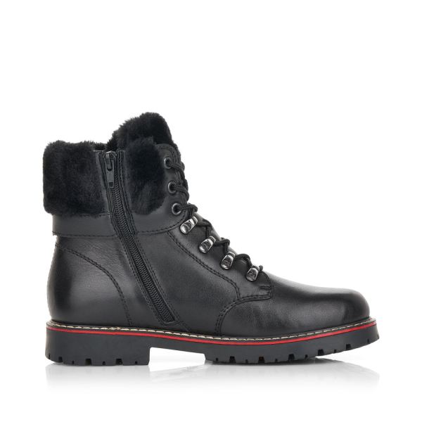 Remonte Leather Women's mid height boots| D9372 Ankle BootsFlip Grip - Black | Free Delivery