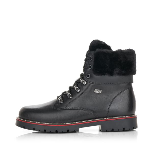 Remonte Leather Women's mid height boots| D9372 Ankle BootsFlip Grip - Black | Free Delivery