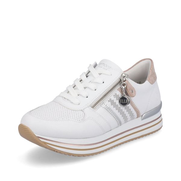 Remonte Women's shoes | Style D1318 Athletic Lace-up with zip - White Combination | Free Delivery