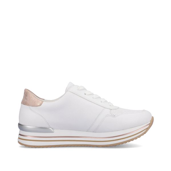 Remonte Women's shoes | Style D1318 Athletic Lace-up with zip - White Combination | Free Delivery